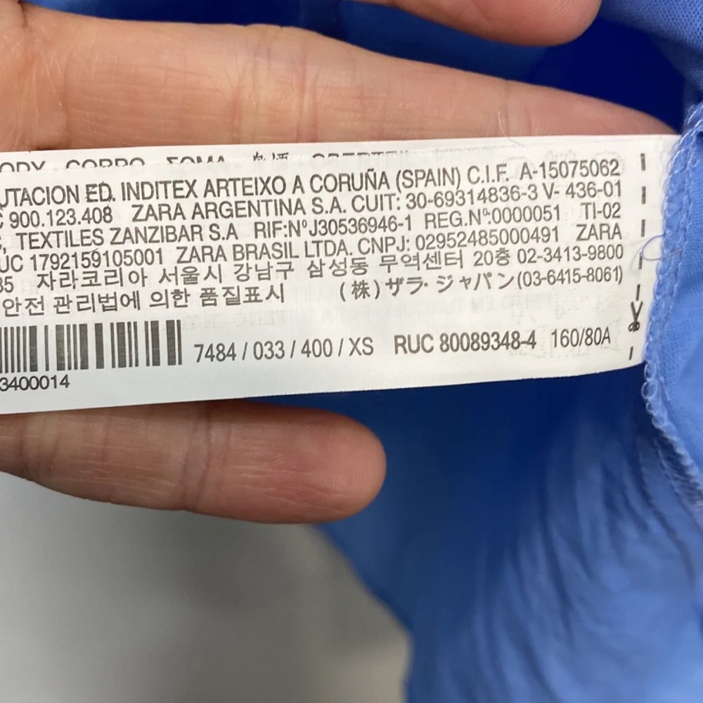 Zara blouse eyelet ruffle light‎ blue - Picture 6 of 10